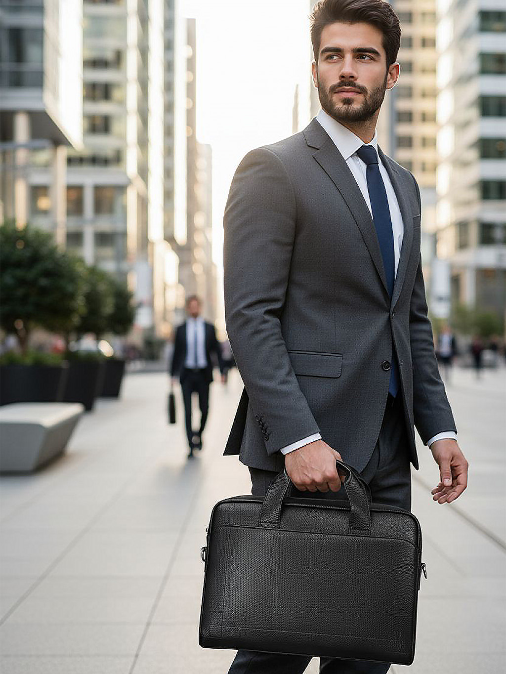 pánska kožená taška na notebook čierna Nero