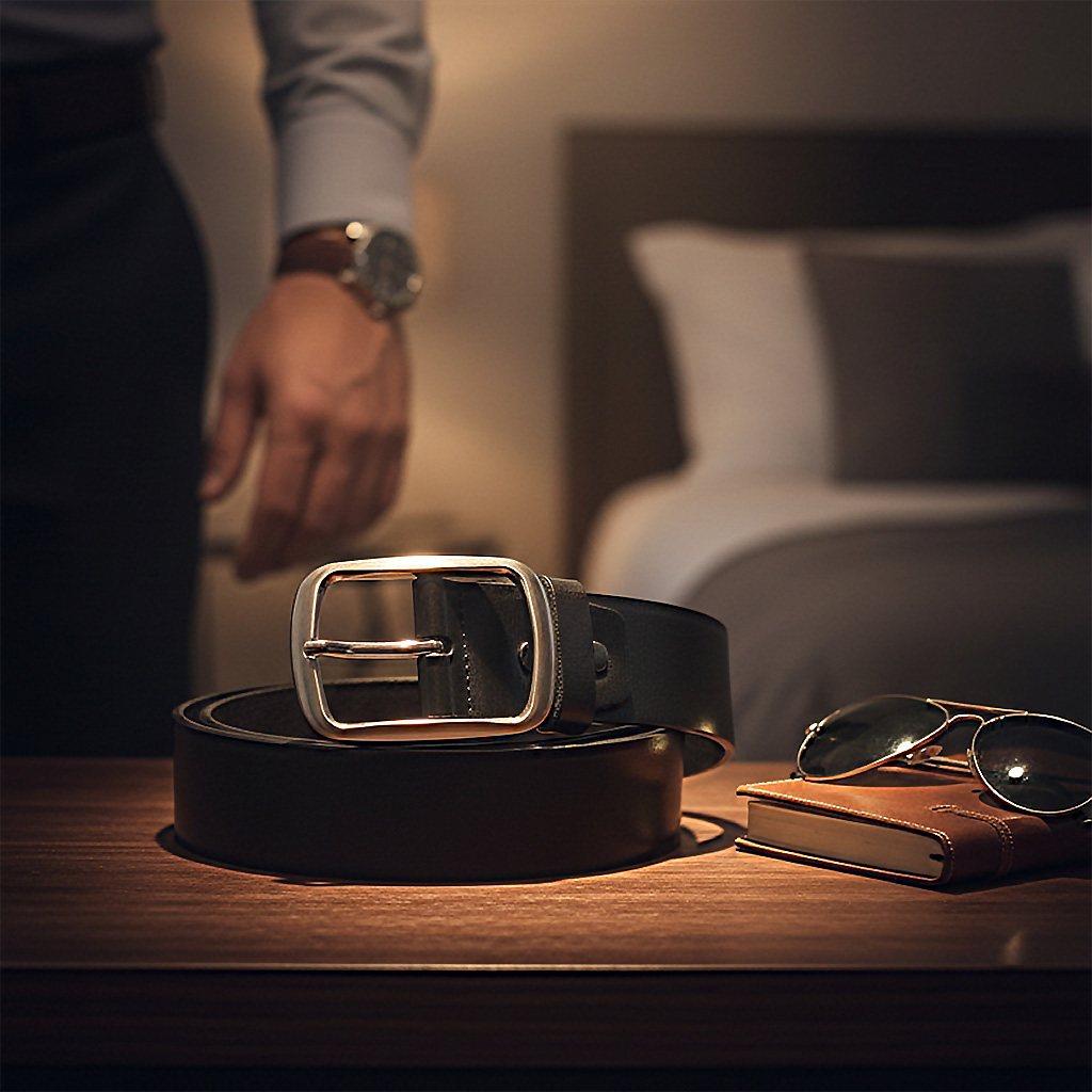 čierny pánsky kožený opasok do riflí