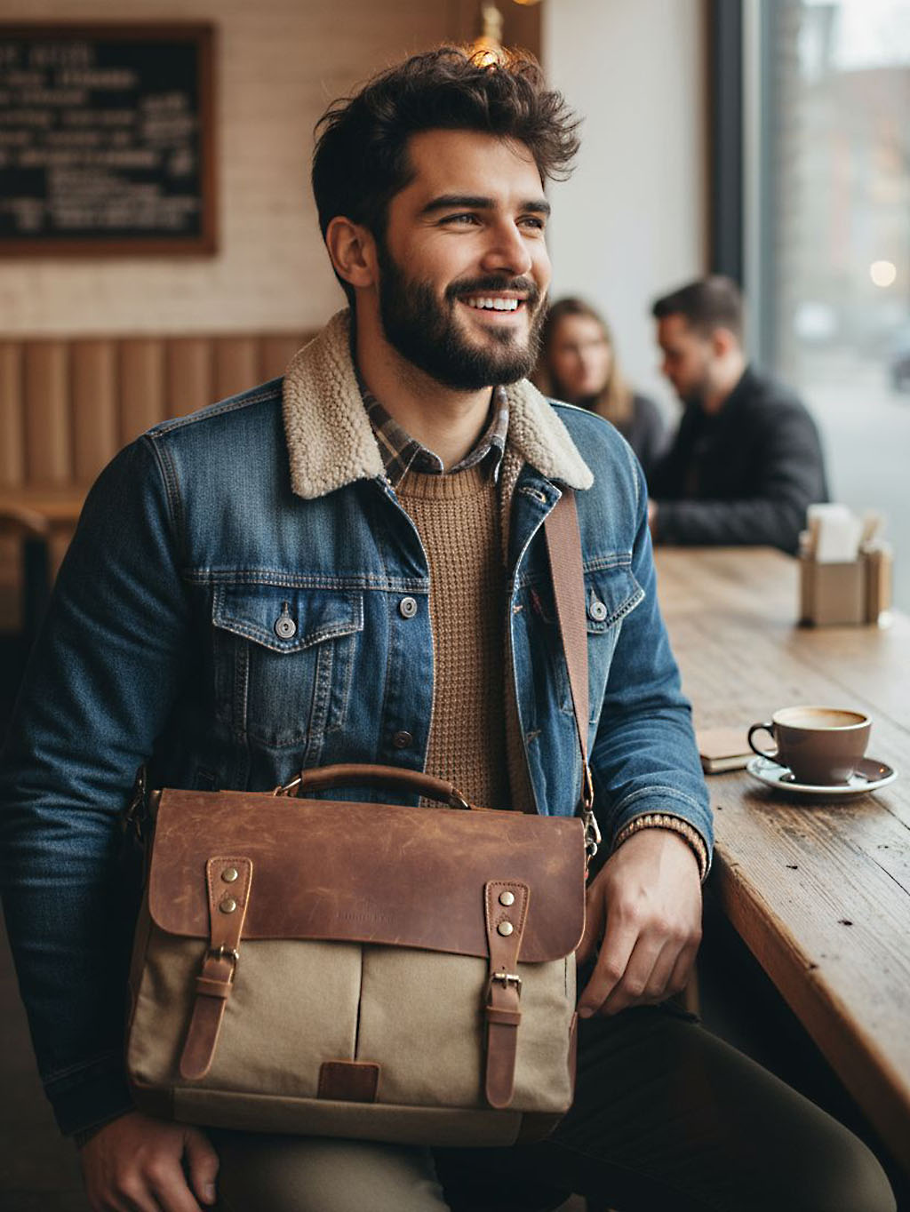 hnedá pánska taška na notebook cez rameno Vintage