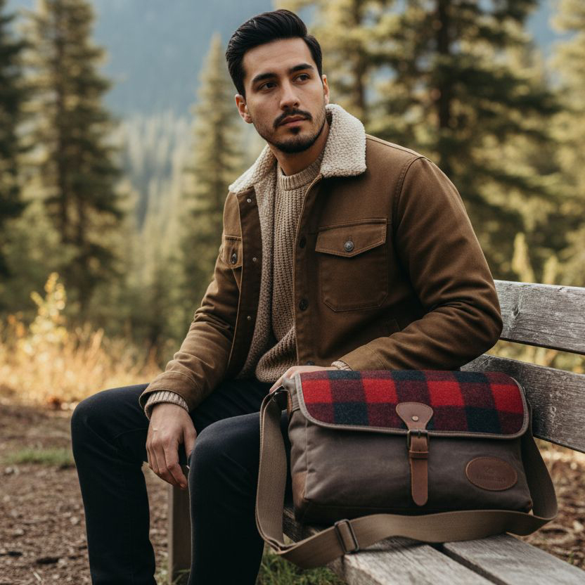 pánska messenger taška army green