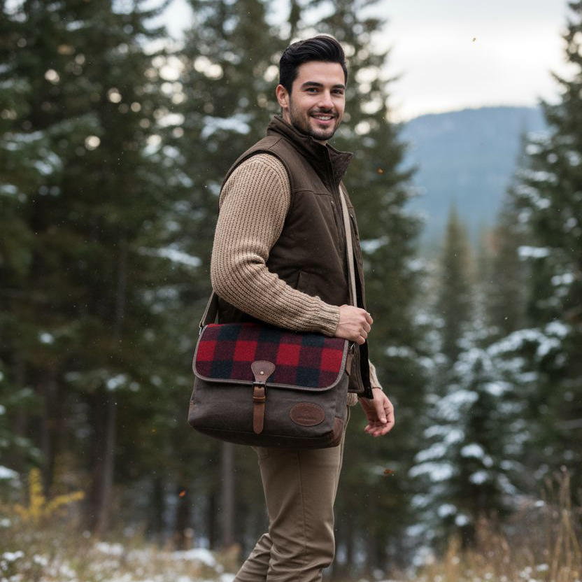 pánska messenger taška z plátna a kože ranger messenger Samuelson