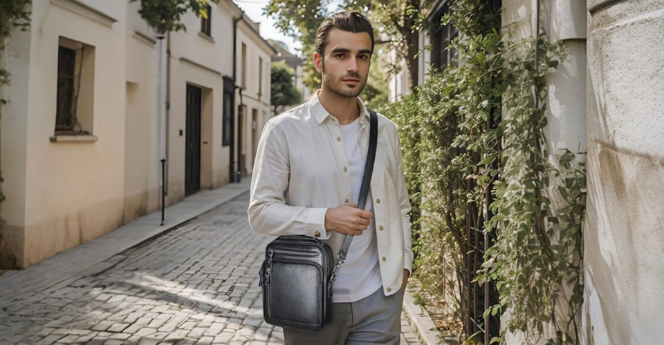 pánska-kožená-crossbody-taška-čierna-štýlová
