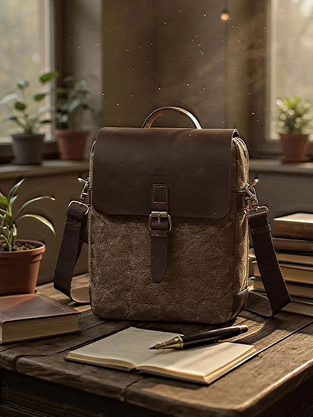 pánska pĺátená taška cez rameno hnedá