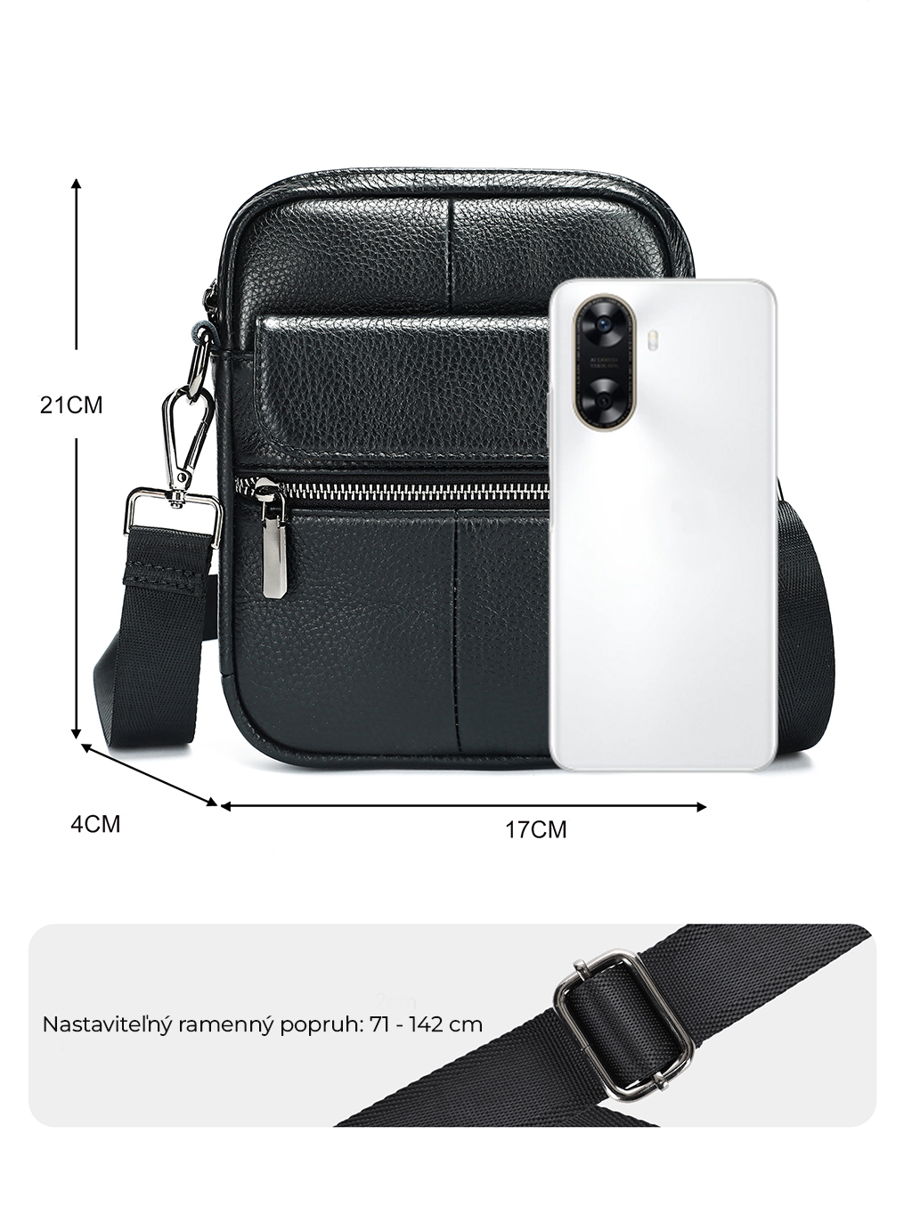 pánska-kožená-crossbody-cierna-royce-rozmery