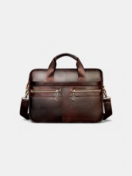 Hnedá kožená taška na notebook GENTLEMAN – elegantná pracovná taška z pravej kože