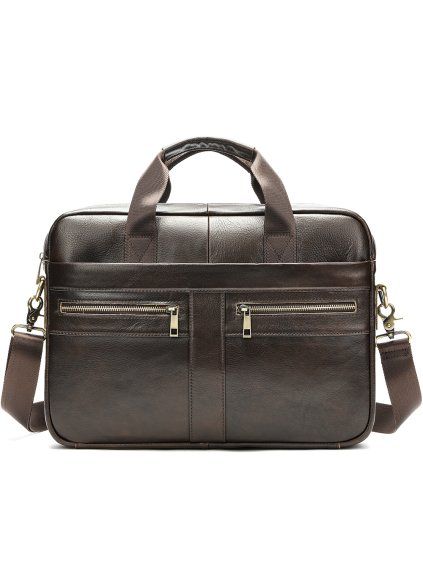 Pánska kožená taška na notebook hnedá