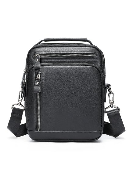 Čierna pánska kožená crossbody taška