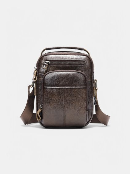 Hnedá pánska kožená crossbody taška MOCHA – štýlová taška na rameno z pravej kože