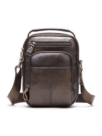 Pánska kožená crossbody taška na doklady hnedá