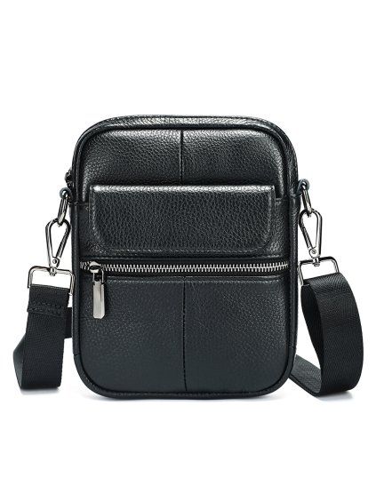 pánska kožená crossbody taška na doklady čierna