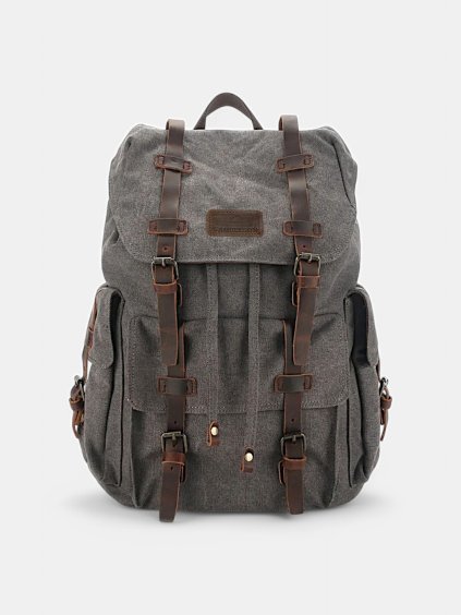 Pánsky 25L retro cestovný batoh z plátna a hovädzej kože