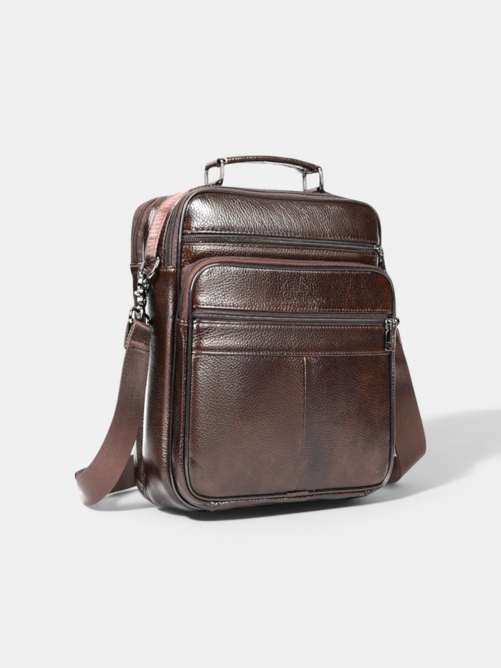 Pánska kožená taška cez rameno – kávová hneda