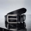 Čierny pánsky kožený opasok do obleku a na svadbu