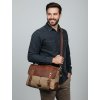 Pánska taška na notebook hnedá z bavlneného plátna a kože