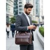 pánska kožená taška na notebook v hnedej farbe