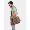 Pánska taška na raVintage pánska taška cez rameno z plátna v hnedej farbe a kože