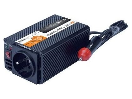 Měnič napětí Solight 12V, 200W, kovový, černý, 12V + USB 500mA