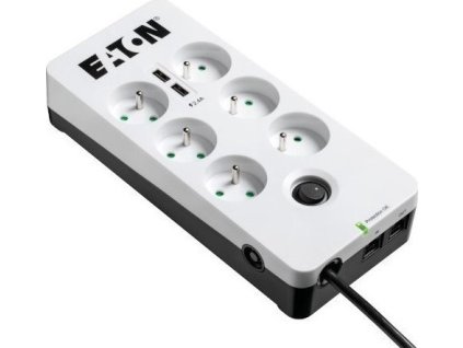 Přepěťová ochrana Eaton Protection Box 6x zásuvka, 2x USB, 2 x RJ-11, 1m - černá/bílá