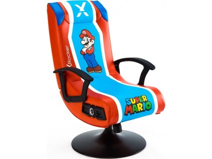 Herní židle Nintendo Mario - audio (se stojánkem) - červená/modrá