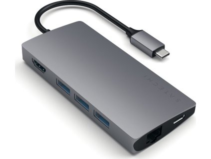 USB Hub Satechi USB-C Multi-Port Adapter (HDMI 4K, 3x USB 3.0, USB-C, MicroSD, SD, Ethernet V2) - šedá