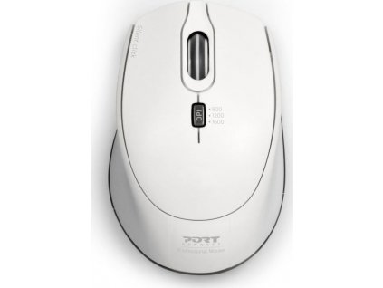 Myš PORT CONNECT Silent USB-A/USB-C / optická/ 3 tlačítka/ 1600DPI - bílá