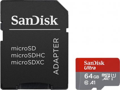 Paměťová karta SanDisk Ultra microSDXC 64GB (140R) A1 Class 10 UHS-I + SD adaptér