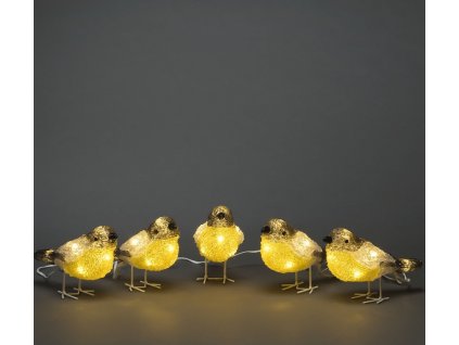 Ptáčci 6291-103, 5 kusů, 40 teplých bílých LED, výška 10 cm