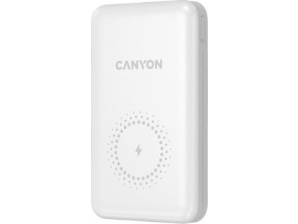 Powerbank Canyon PB-1001W, 10000 mAh, podpora MagSafe - bílá