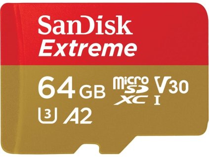 Paměťová karta SanDisk Micro SDXC Extreme 64GB UHS-I U3 (170R/80W) + adaptér