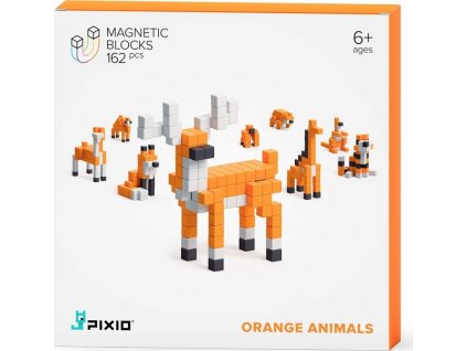 Stvebnice PIXIO Orange Animals magnetická