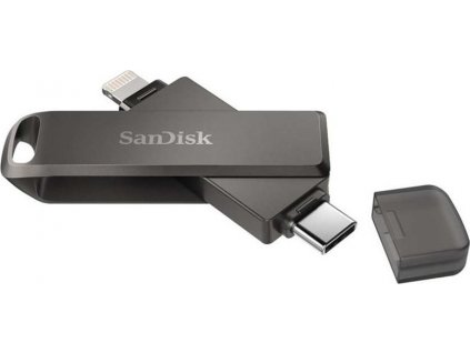 Flash USB Sandisk iXpand Luxe 128GB, USB-C + Lightning - šedý