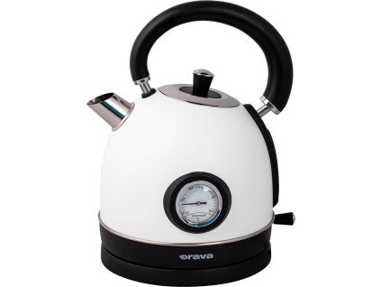 ORAVA Hiluxe-4 Retro konvice s analogovým teploměrem, bílá