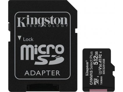 Paměťová karta Kingston Canvas Select Plus MicroSDXC 512GB UHS-I U1 (100R/85W) + adapter