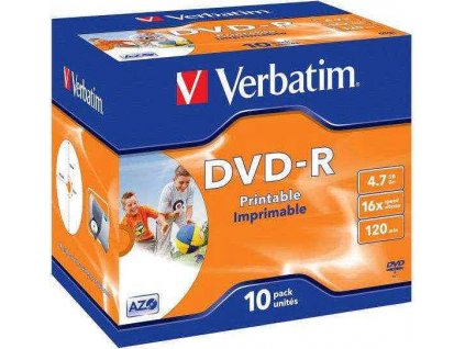 Disk Verbatim DVD-R 4.7GB, 16x, printable, jewel box, 10ks