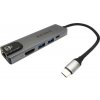 USB Hub Tesla Device MP80 5v1, USB-C/2x USB 3.0, USB-C, RJ45, HDMI - stříbrný