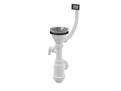 Sifon dřezový s nerezovou mřížkou DN115, flexi přepadem a přípojkou - A447P-DN50/40