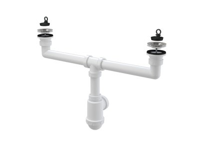 Sifon pro dvoudřez s nerezovými mřížkami DN70 - A449-DN50/40