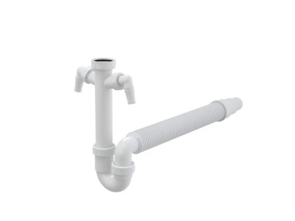 Sifon trubkový s převlečnou maticí 6/4", dvěma přípojkami a flexi hadicí - A84-DN50/40