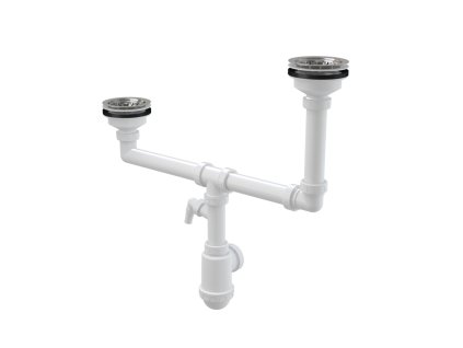 Sifon pro dvoudřez s nerezovými mřížkami DN115 dvouúrovňový a přípojkou - A454P