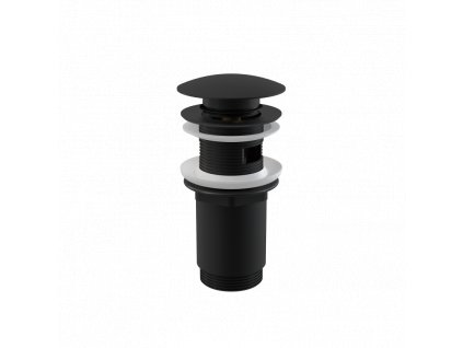 Výpust umyvadlová CLICK/CLACK 5/4" celokovová s přepadem, velká zátka černá - A392BLACK