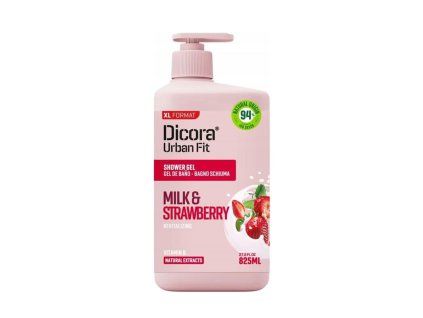 DICORA sprchový gel s pumpou VITAMIN B - Milk & Strawberry 825ml