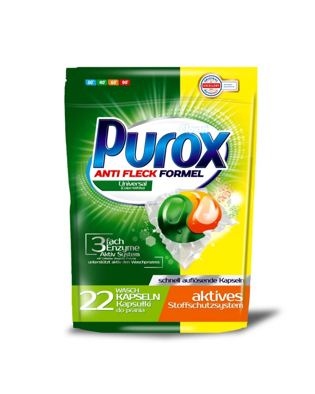 Gelové kapsulky do prania Purox Universal 22ks s ochranou proti vodnému kameňu