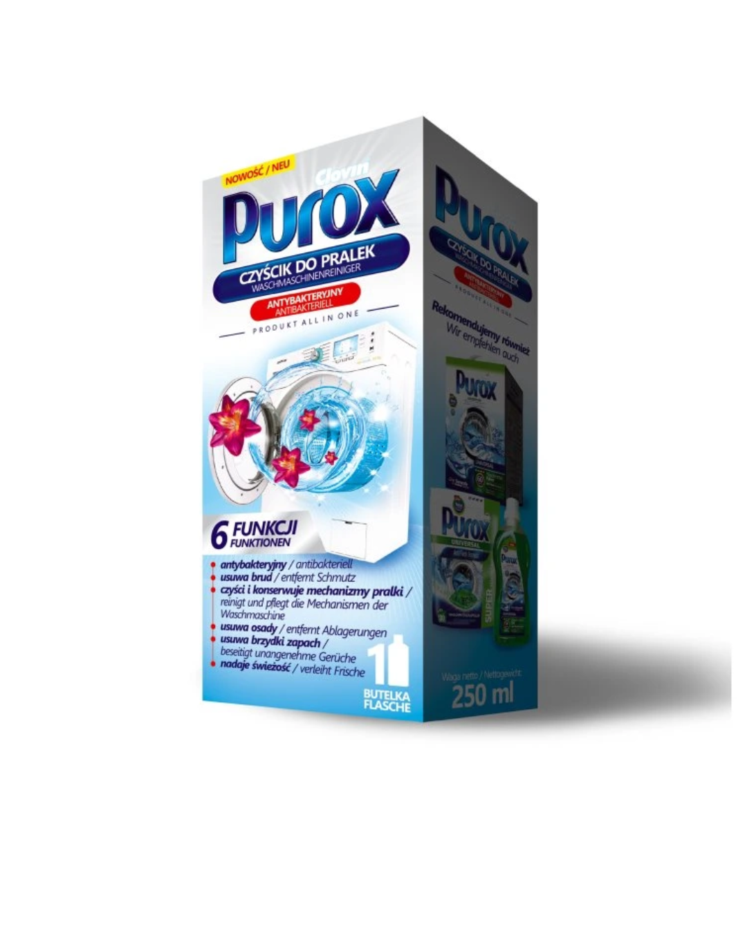 Purox gelový čistič práčky s antibakteriálným účinkom 250ml