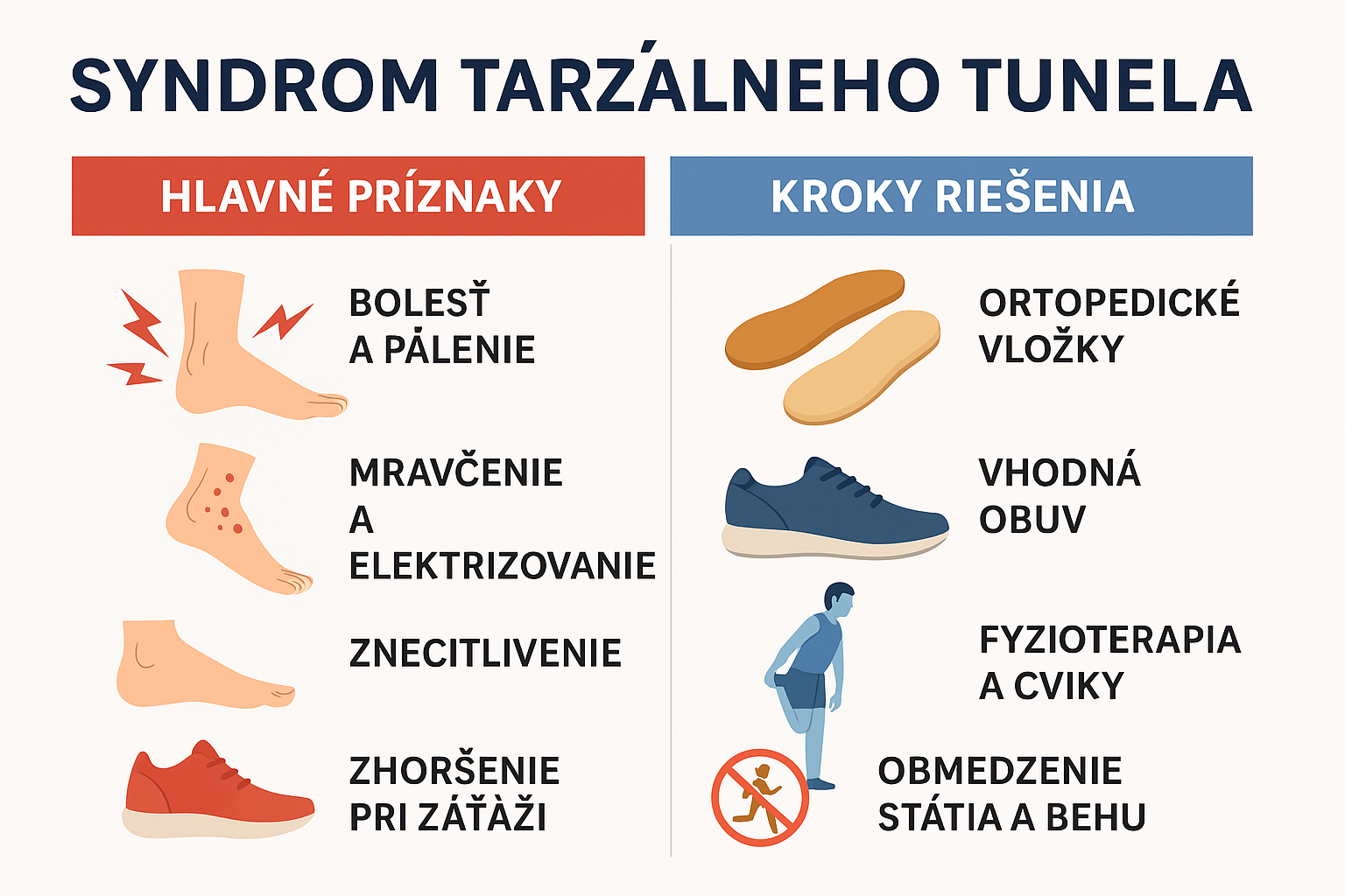 Syndróm tarzálneho tunela – príznaky, liečba, vložky