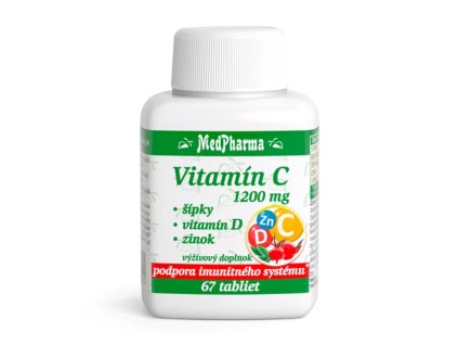 MedPharma Vitamín C s predĺženým účinkom 1200 mg + Zinok a Vitamín D – 67 tabliet
