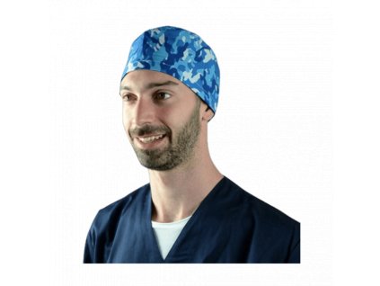 Zdravotnícka čiapka unisex so vzorom blue camo