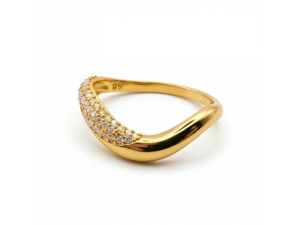 Stardust Flow – Romantic 5A Cubic Zirconia Ring in Gold Tone