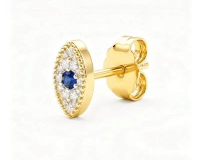 Athena Eye – Luxury Evil Eye Stud Earrings with Sapphire Blue CZ