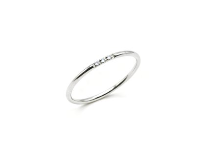 Minimalist Wedding Band with AAAA CZ Stones – Rhodium Plated Stainless Steel Ring