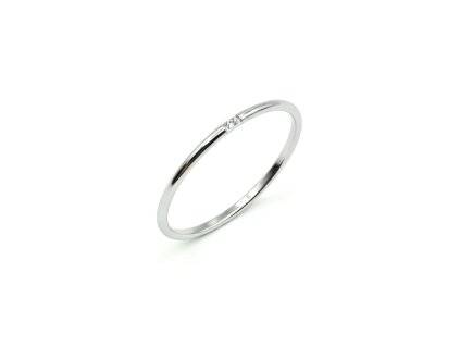 Minimalist Rhodium-Plated Stainless Steel Ring with AAAA CZ